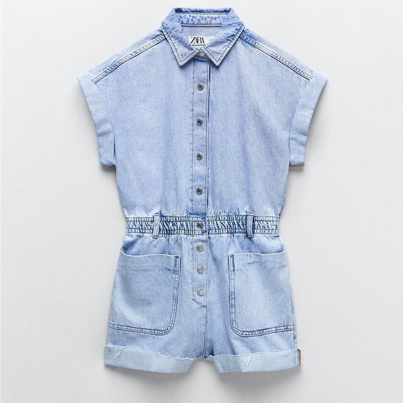 Zara Short Denim Romper - M - Picture 1 of 5